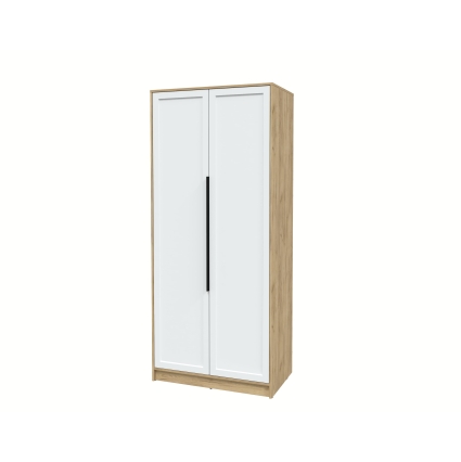 Шкаф распашной Тренд КТ-Ш2 (Дуб золотой ЛДСП/ Белый ЛМДФ) Ш918 В2128 Г547 Шкаф распашной Тренд КТ-Ш2 (Дуб золотой ЛДСП/ Белый ЛМДФ) Ш918 В2128 Г547